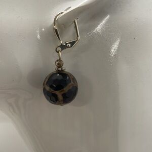 Gorgeous Bead Earrings, Browns, Animal Print, Pattern, Neutral, Sterling Silver